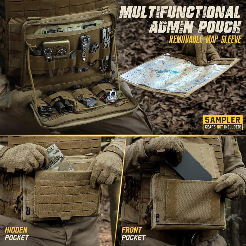 WYNEX Tactical Folding Admin Pouch - Modular Utility Organizer Bag with Laser-Cut Design | EDC Medical Pouch