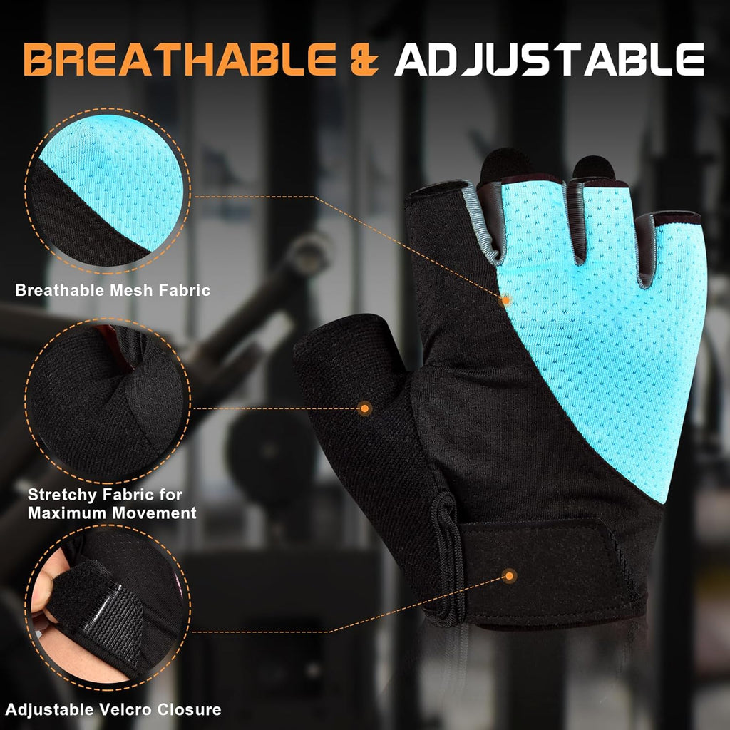 Skiennix Workout Gloves for Women - Breathable Fingerless Weight Lifting Gloves with Non-Slip Silicone Padding | Available in 4 Sizes