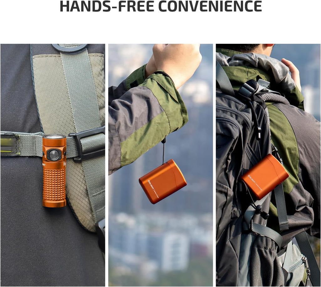 OLIGHT Baton4 Rechargeable EDC Flashlight - 1300 Lumens, IPX8 Waterproof, Multiple Modes | Compact Orange Design for Home & Camping