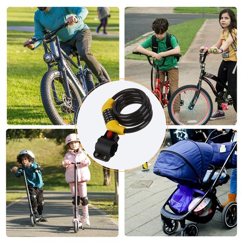 5 Digit Combination Bike Lock cabie,12mmn Heay Duty and Theft Blcycde Lock with Mounting Bracke, Resetable Security cabie Lodk, Weatherproo Zinc Ally Crinder for Bikes, Scooter Motorcycle