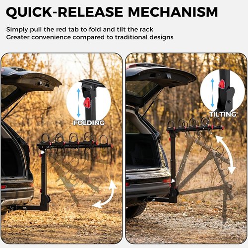 Bike Rack - Skiennix Hitch Mount for SUVs & Trucks | 165 LBS Capacity, Dual Lock, Tiltable & Foldable