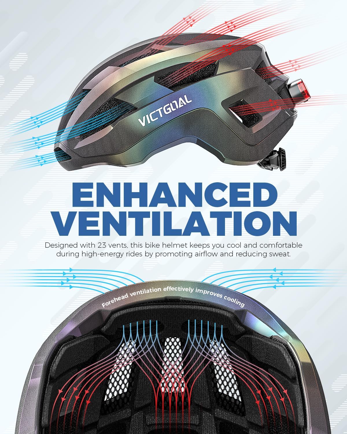 VICTGOAL Road Bike Helmet - Adjustable & Breathable with Detachable Magnetic Rear Light | Unisex Cycling Gear