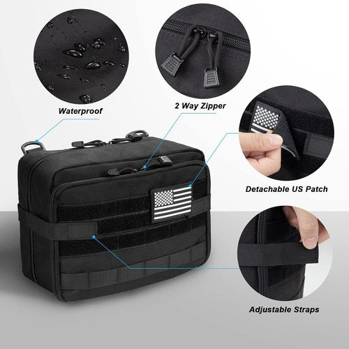 Jueachy Tactical Molle Pouch - Large Utility Tool Organizer with Expandable Design & U.S.A Patch Included