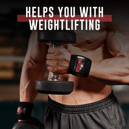 STRONG Wrist Wraps - Weightlifting Wrist Protection, Ideal for Gym Training, CrossFit - Enhanced Grip, Weight Gloves for Men's Workout & Women's Fitness, Strong Wrist Compression for Rep Max - Black