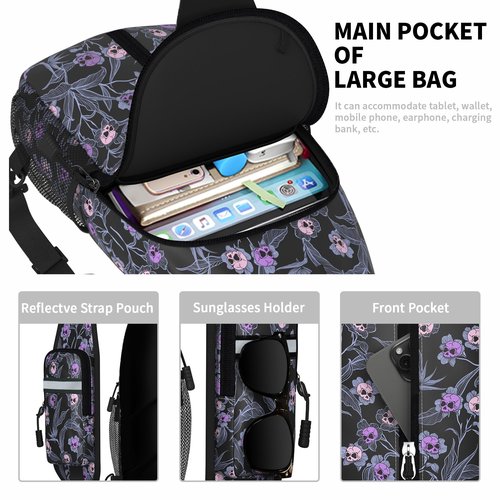 Skull Goth Sling Bag For Women Men Small Crossbody Bags Halloween Gothic Mini Water Resistant Casual Chest Bag Backpack Shoulder Daypack For Travel Hiking Gifts