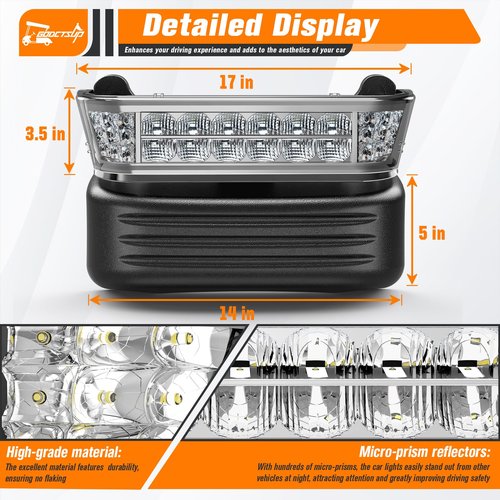 GODCTSUP Club Car LED Headlight with Bumper, 12V Golf Cart LED Headlight for Club Car Precedent 2004-UP Electric Cart Models, Replace Precedent Head Light OEM# 102524801, 1025248-01