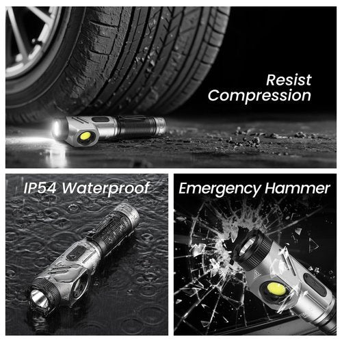 Yemao Rechargeable Tactical Flashlights 1600 High Lumens 2 Light Sources,6 Modes,90 Degree Rotating,Waterproof Working Light with Magnetic Base for Home Emergency,Outdoor,Camping,Shop