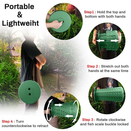 Hesanzol Upgraded Collapsible Stool for Adults, Portable Telescoping Foldable Seat Retractable for Camping Garden Hiking Travel, Adjustable Telescopic Max Load 400lbs