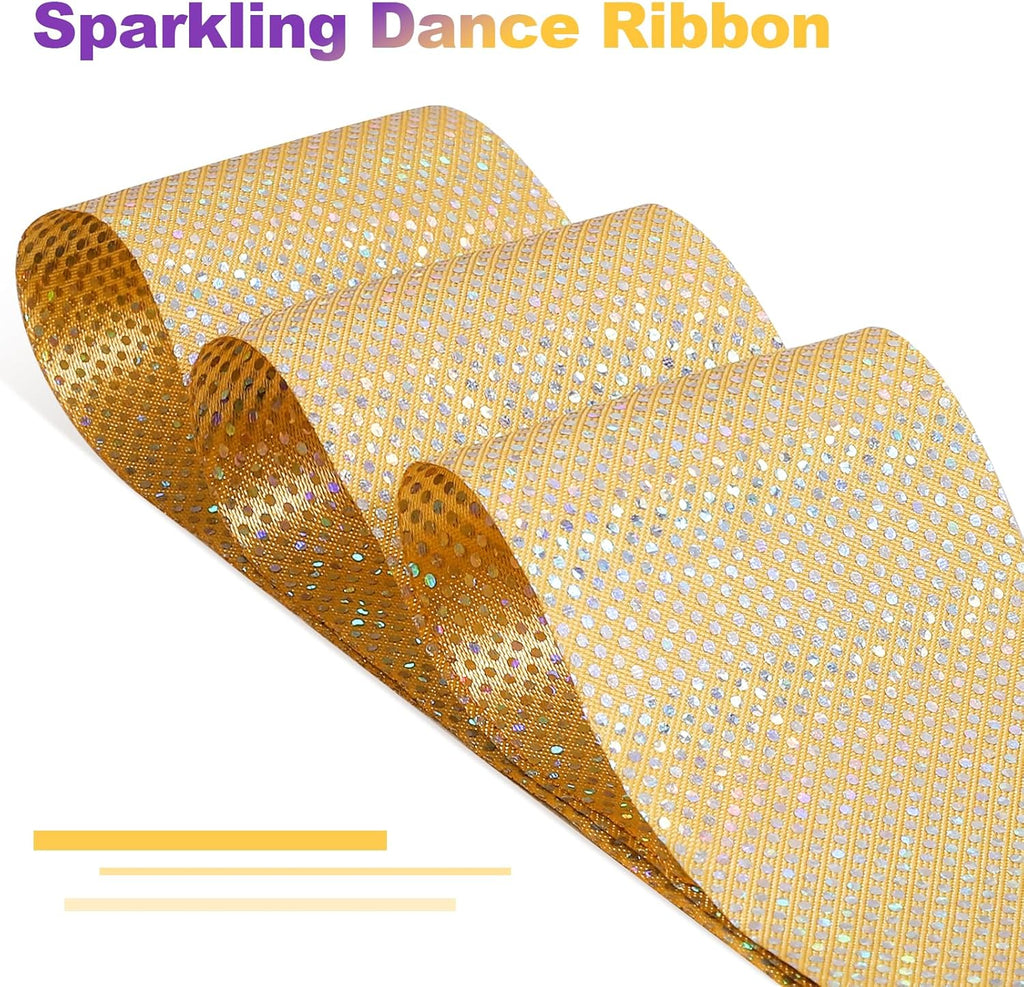Skiennix Sparkly Dance Ribbons - 4PCS Twirl Streamer Wands for Kids' Ballet & Gymnastics Parties