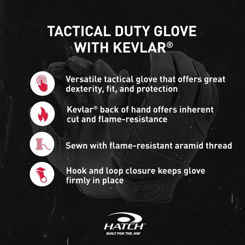 HATCH StreetGuard Tactical Duty Glove with Kevlar, Foam Padded Reinforcement, Black, Medium
