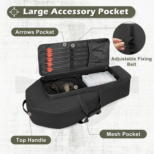 DSLEAF Soft Compound Bow Case - Padded Tactical Archery Carrier with Arrow Pocket & Backpack Straps