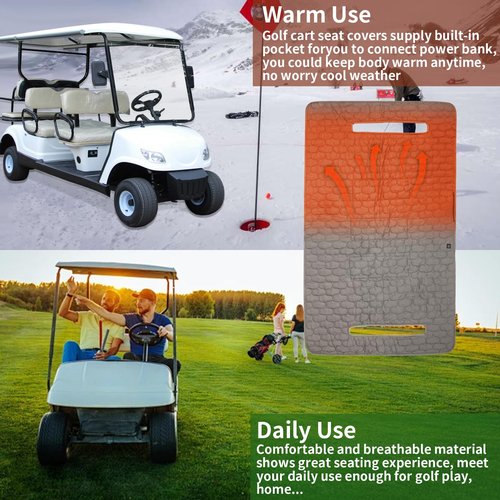 TUYU Heated Golf Cart Seat Cover,Non-Slip Winter Golf Cart Seat Warmer Towel Blanket for 2-Person Seats Club Car, Golf Cart Accessories Gift for Men.52 * 32 inch. Keeps Warm and Clean