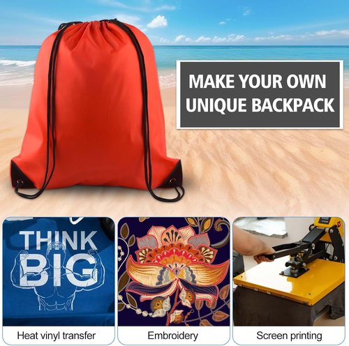 KUUQA Red Drawstring Backpack - 2-Pack Bulk Storage Bags for Easy Carrying and Organization