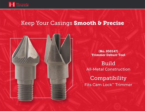 Hornady Cam Lock Trimmer Deburr Tool 050147 - Durable Chamfer and Deburring Heads Mount onto Cam Lock Case Trimmer -Case Prep Reloading Tools for Removing Burrs on Inside/Outside of Case Necks