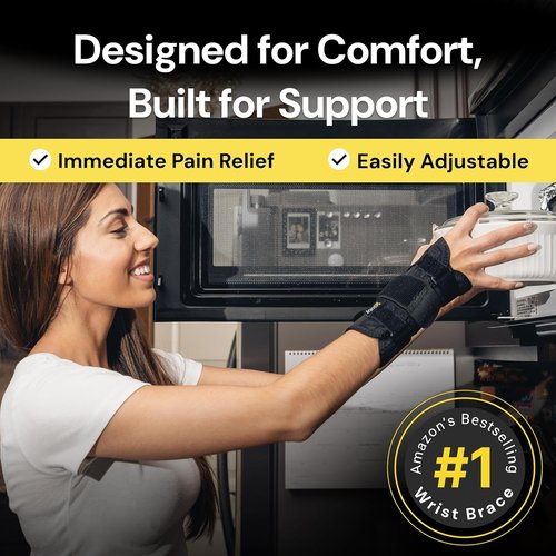 BraceUP Carpal Tunnel Wrist Brace - Metal Splint for Pain Relief & Support | Adjustable Size