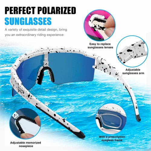 SPOSUNE Polarized Cycling Glasses with 3 Lenses, TR90 Sports Sunglasses for Men Women, Baseball Sunglasses Cycling