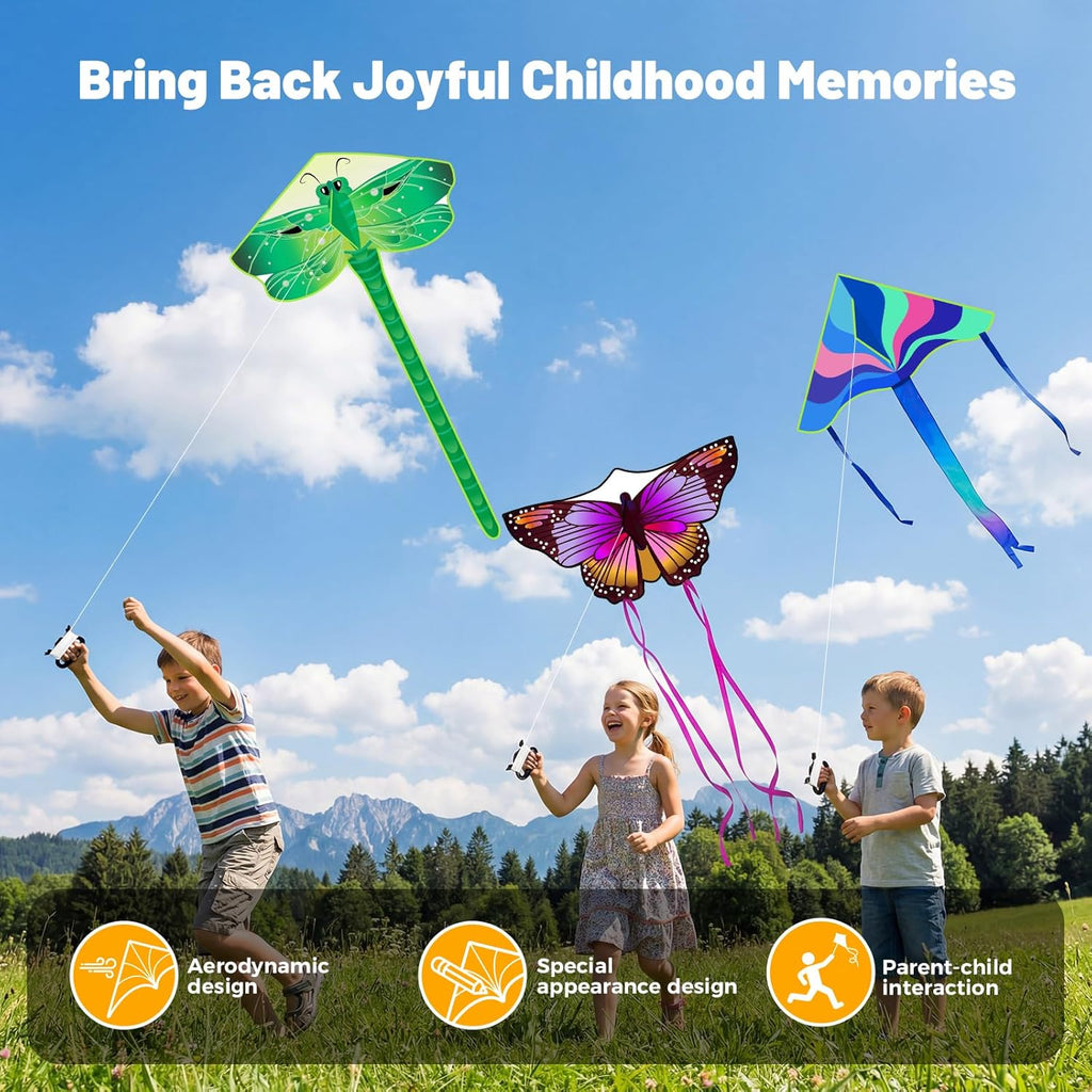 Skiennix Large Butterfly Delta Kites - Easy to Fly for Kids & Adults | Perfect for Beach & Park Fun