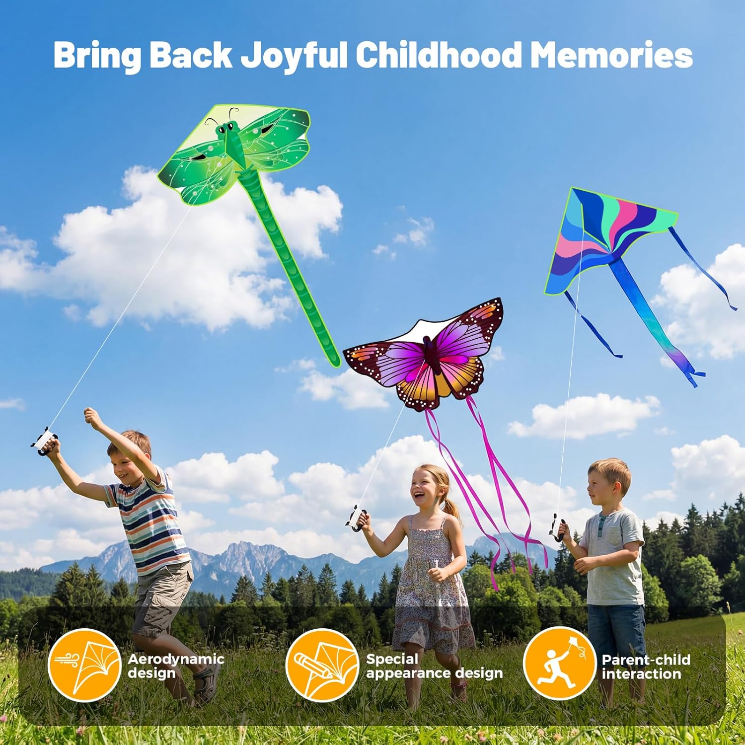 Skiennix Large Butterfly Delta Kites - Easy to Fly for Kids & Adults | Perfect for Beach & Park Fun