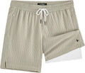 Maamgic 7 Inch Wavy Texture Men's Swim Trunks - Quick Dry Bathing Suit with Compression Liner & Zipper Pockets
