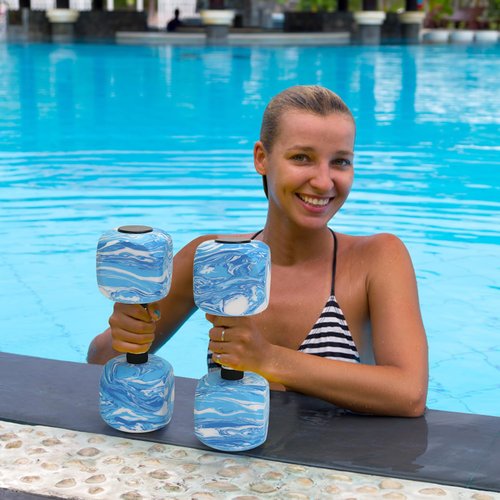DricRoda 2pcs Water Weights for Pool Exercise, EVA-Foam Water Aerobics Equipment, Pool Dumbbells for Women,Kids,Seniors, Water Workouts, Weight Loss(Blue)