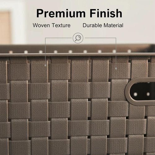 Bekith 9-Pack Woven Plastic Storage Baskets - Versatile Organizing Bins for Toys, Office & More | 10" L x 7" W x 4.4" H, Grey