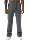 QIUDAOHENG Mens Sweatpants Drawstring Knit Workout Jogger Open Bottom Sweatpants for Men with Zipper Pocket Size S-3XL Dark Gray