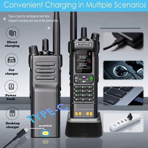 BAOFENG DM32 DMR 10W Long Range Walkie Talkie | Dual Band VHF/UHF | GPS & USB-C Rechargeable | Two Way Radio for Outdoor Hunting Emergency