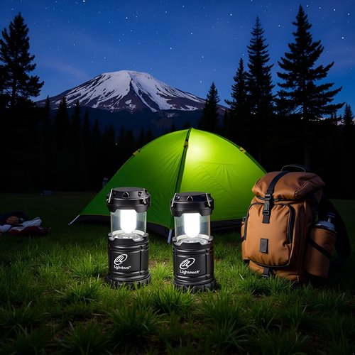 Lightahead Portable Outdoor LED Camping Lantern Set - Collapsible & Ideal for Emergencies | Black