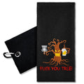 ERHACHAIJIA Tree Embroidered Golf Towel with Clip - Funny Golf Accessory Gifts for Men, Women, Disc Golf Lovers - Birthday, Retirement