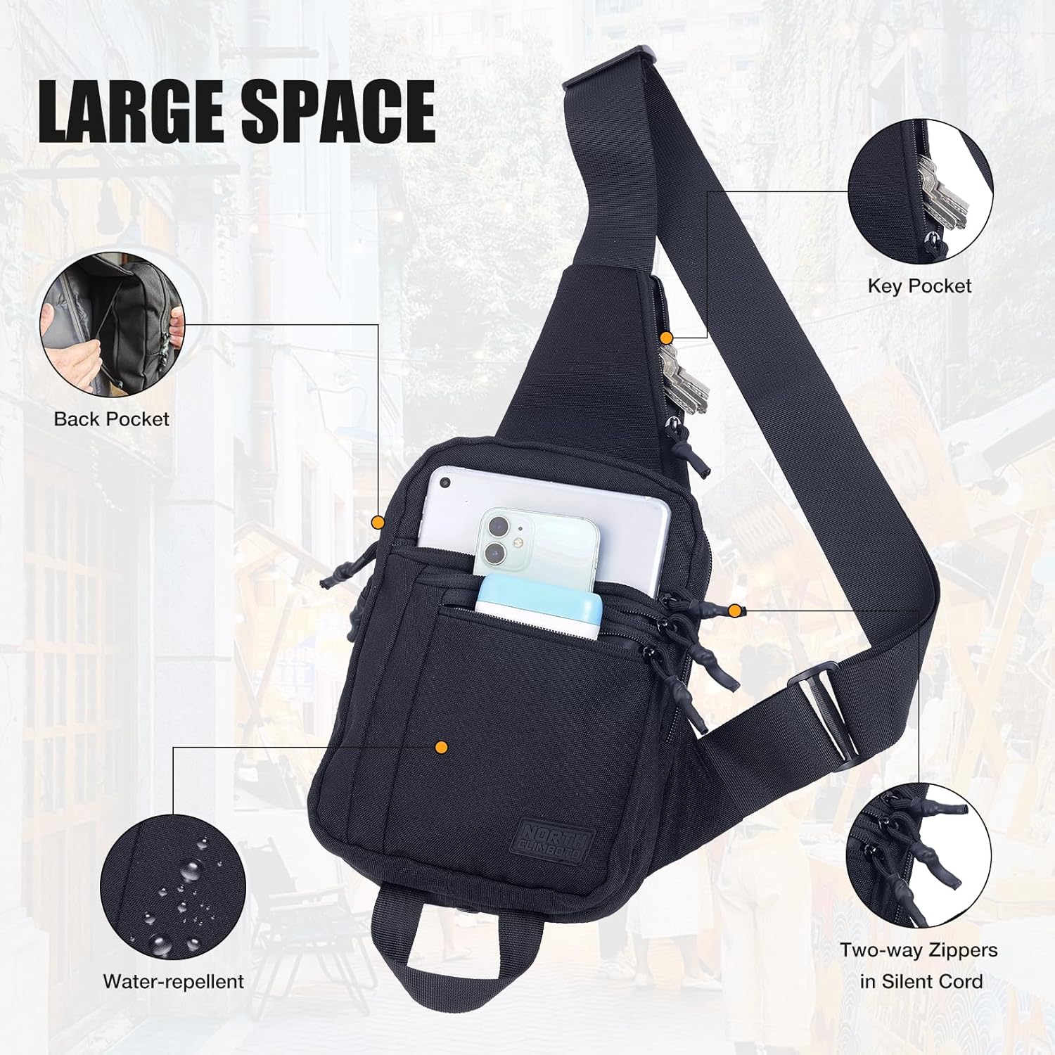 Tactical Sling Chest Bag Concealed Carry Bags with Gun Holder EDC Shoulder Crossbody Casual