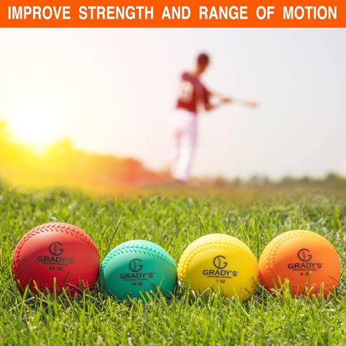 Grady's Pitching School Weighted Velocity Training Ball Set - Enhance Pitching & Arm Strength | 6 Balls & Carrying Case