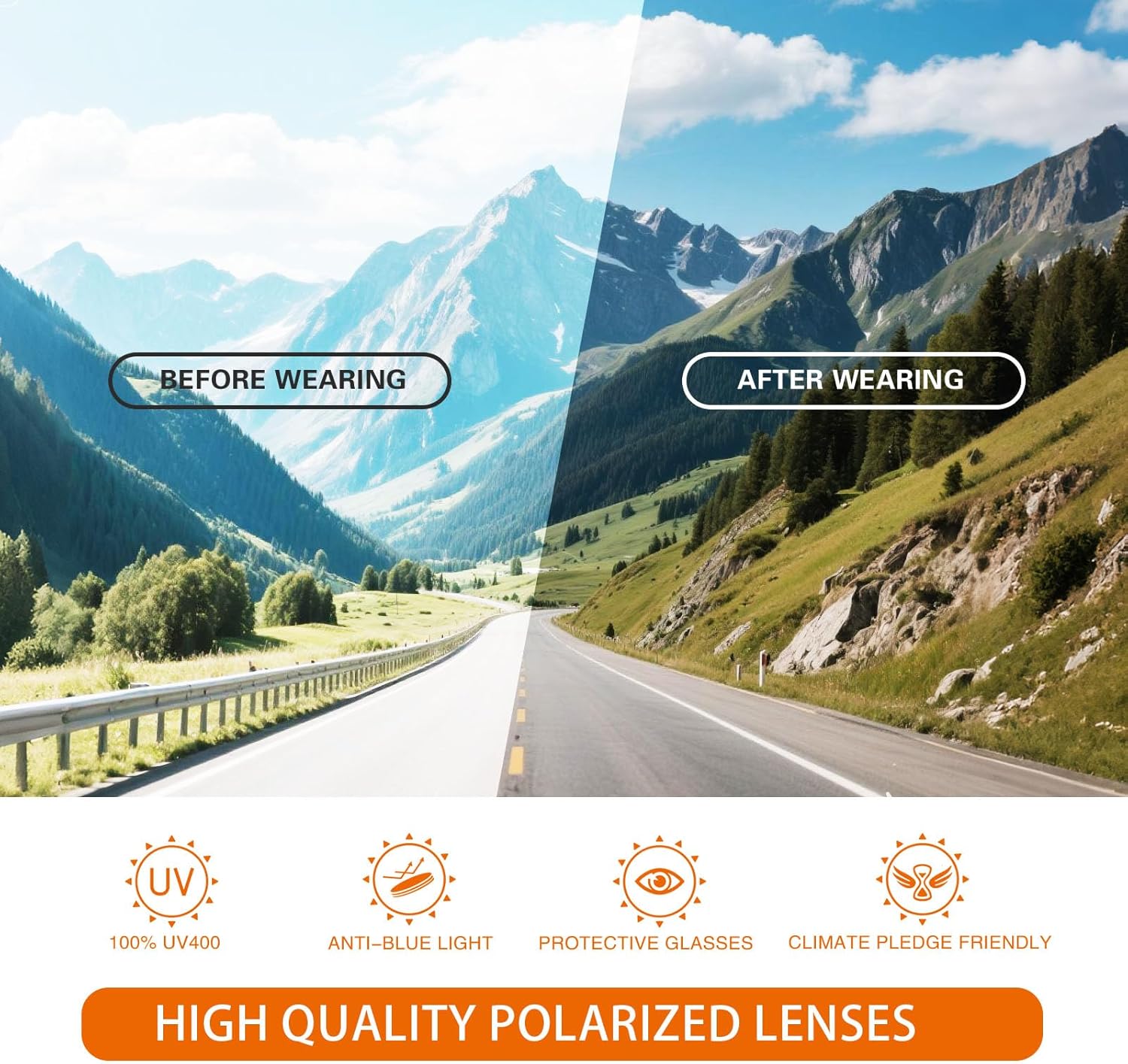 Suoso Polarized Sports Sunglasses - UV400 Protection Wrap-Around Goggles for Men | Ideal for Driving & Fishing