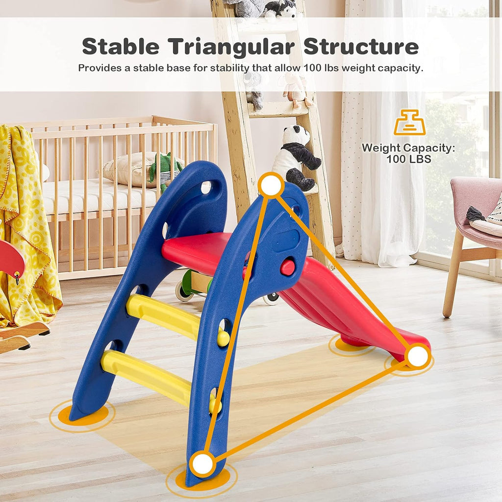 Baby Joy Folding Slide - Indoor Plastic Play Climber for Kids | Safe Ellipse Rail Design