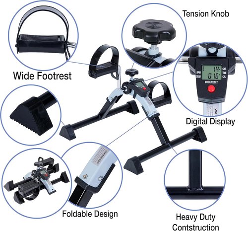 iLiving Under Desk Bike Pedal Exerciser - Portable Mini Bike for Legs & Arms Workout with LCD Display | Fully Assembled, Blue