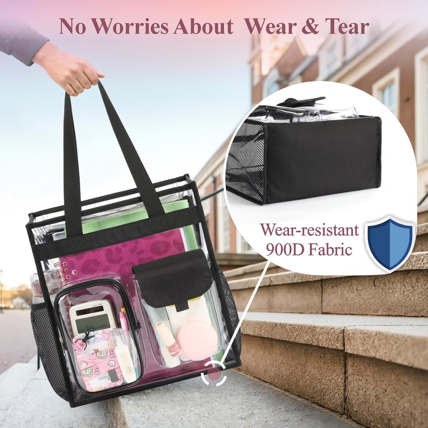 PACKISM Clear Tote Bag - Heavy Duty Transparent PVC School Bag for Girls | Large Size