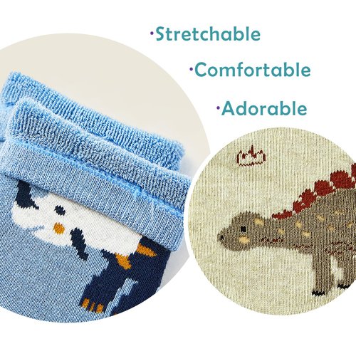 Moon Tree Big Boys Dinosaur Socks Kids Warm Socks Winter Thermal Crew Socks Size 13-1