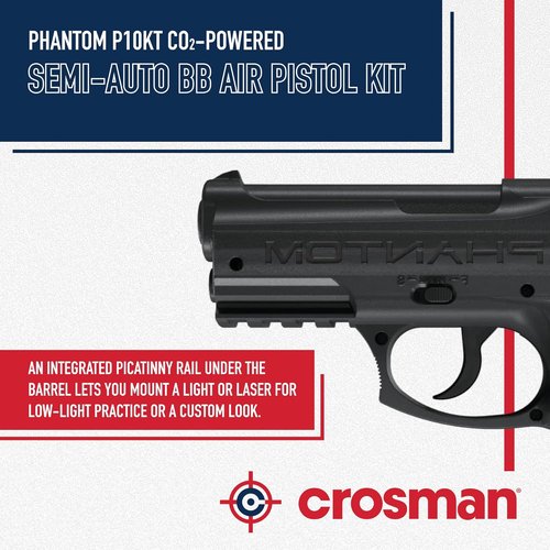 Crosman Phantom P10KT CO2 Air Pistol Kit - Semi-Automatic BB Gun for Target Shooting