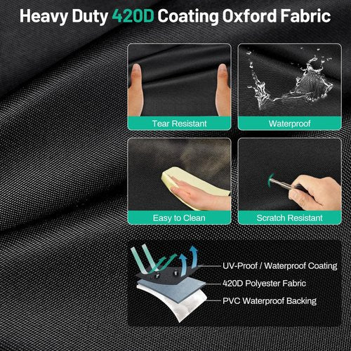Golf Cart Cover Fits EZGO, Club Car, Yamaha Most 4 Passenger/ 2 Passenger Golf Cart, Upgrade Reflective Strips/ Two Windproof Straps/ Three Sides Zipper Opening/ Four Air Vents, All Weather Protection