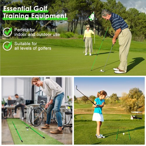 Rhino Valley Golf Alignment Sticks 3 Pack, 48'' Collapsible Alignment Sticks for Aiming, Putting, Full Swing Trainer, Golf Alignment Rods with Clear Tube Case, Portable Golf Training Equipment