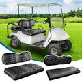 NOKINS Golf Cart Seat Covers Kit, 4PCS Front&Rear Seat Covers Fits for EZGO TXT 1994-2013/EZGO RXV Standard Seat Cushion, No Stapler, Golf Cart Accessories(Hexagon Carbon Fiber - Black)
