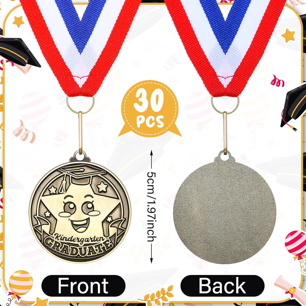 Remuuly Kindergarten Graduation Medals - 30/60 Pcs 2'' Award Medallions with Neck Ribbons | Perfect Congrats Gifts for Kids
