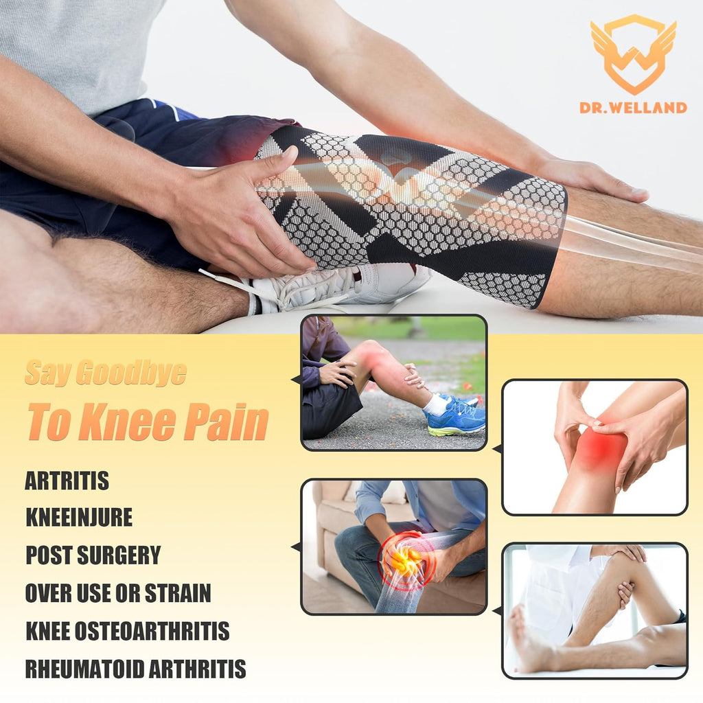 Skiennix Knee Support Brace - Thermal Compression Pads for Men & Women | Pain Relief for Meniscus Tear & ACL (Large)