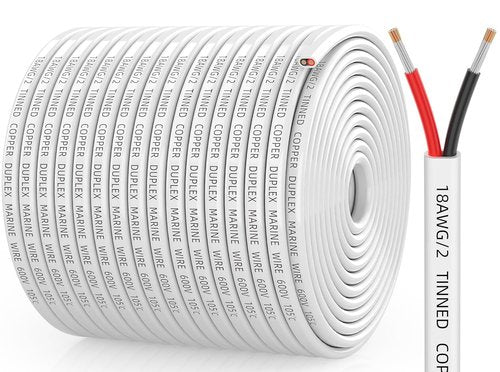 CONEPY 18 Gauge Marine Wire - 18/2 Duplex Marine Grade Cable | IP68 Waterproof Tinned Copper (500FT)