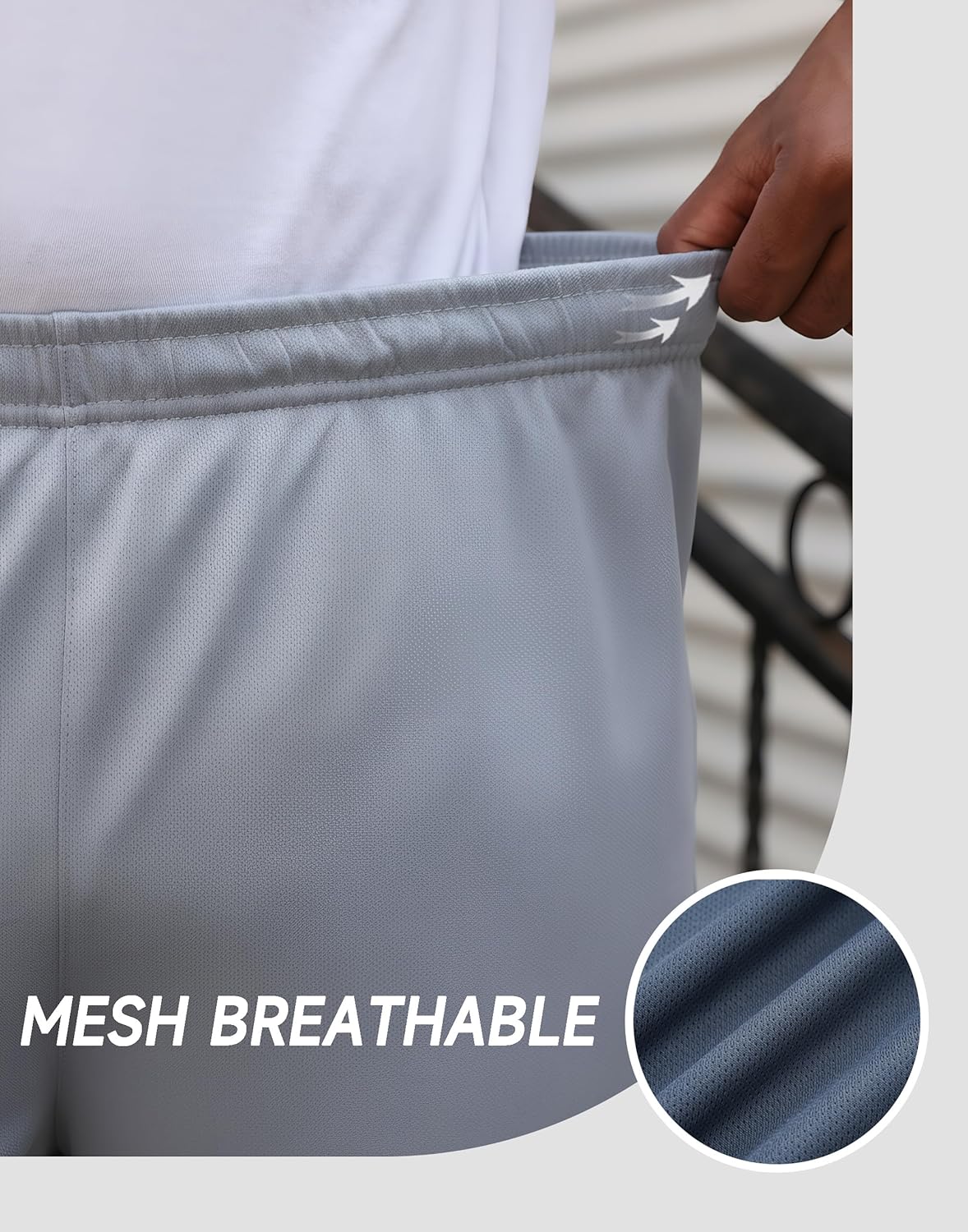RPOVIG Men's Athletic Mesh Workout Shorts Set - 5 Pack with Zippered Pockets for Gym & Basketball