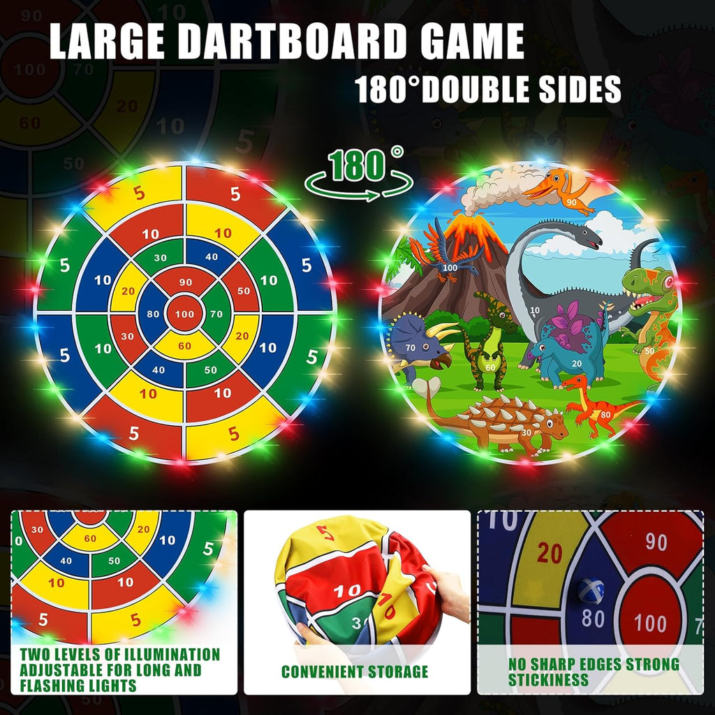 Skiennix 36" Large LED Dart Board - Double-Sided Fun with 20 LED Sticky Balls | Indoor & Outdoor Game