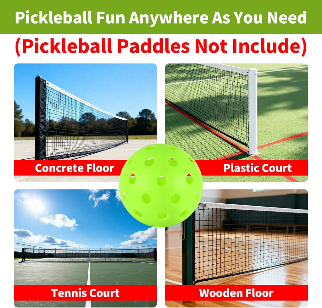 Pickleball Balls Set - 40 Hole Precision Drilled Outdoor Balls | Durable Plastic for Indoor & Outdoor Play