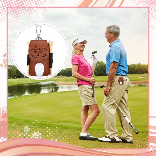 Realspring 8 Pcs Valentines Day Gift for Husband Him Gift Golf Ball Holder and 5 Pcs Wood Tees 2 Golf Ball for Men Boyfriend Husband Valentines Anniversary Christmas Birthday