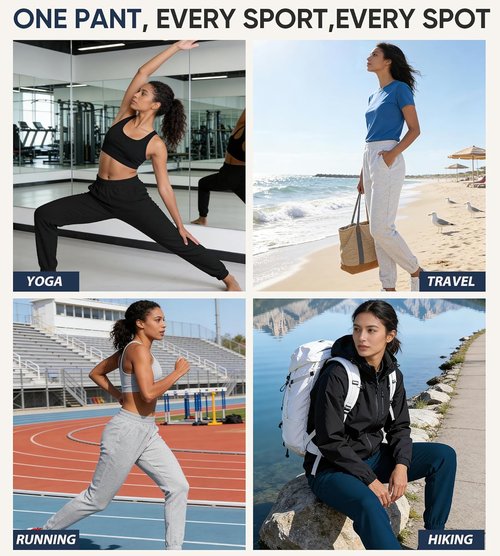 Meridiana Women's High-Waisted Joggers - Comfy Athletic Yoga Lounge Pants for Gym & Running