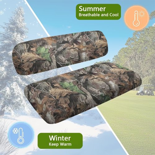 Bulopur Branch Camouflage Golf Car Seat Cover Set Dustproof Seat Cover Fit for EZGO Club Car 2 Person Seats Golf Carts Frontseat Sun Protection