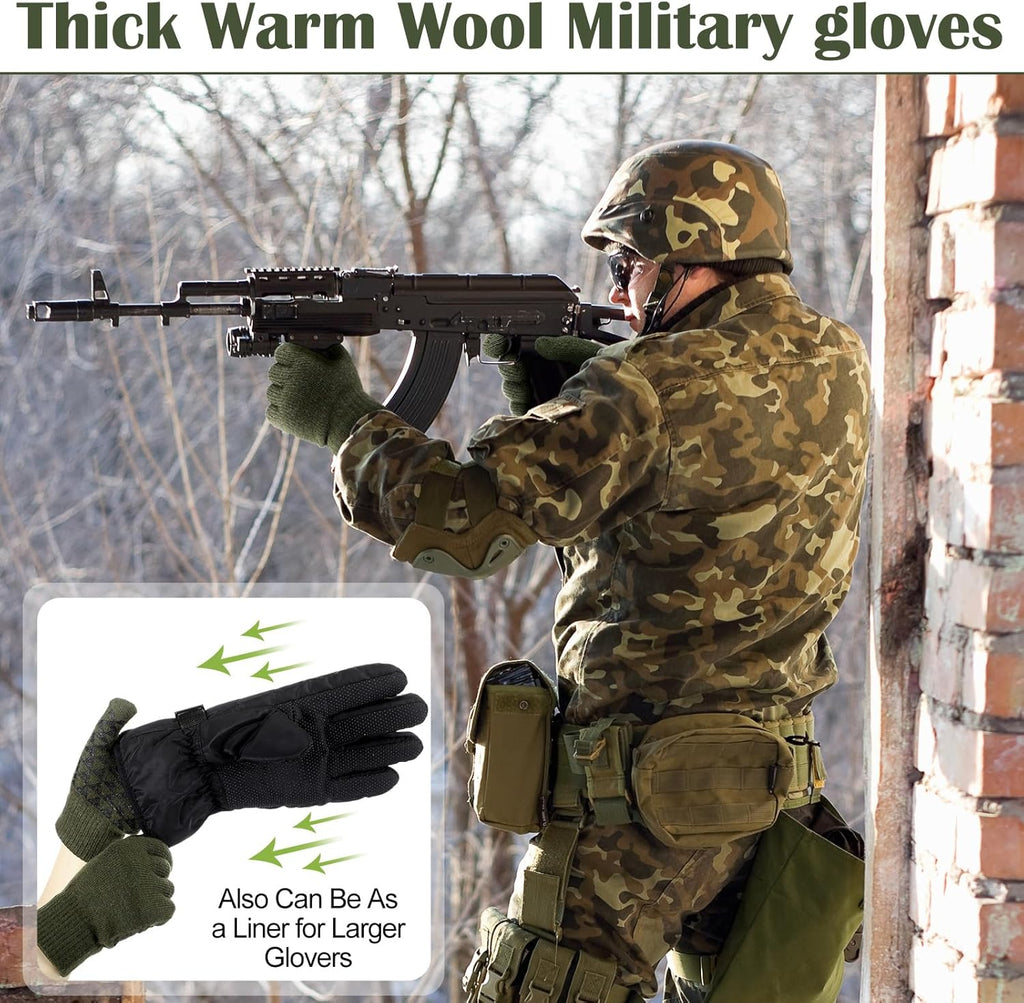 Skiennix Men's Wool Gloves - Non-Slip Grip for Cold Weather | 4 Pairs Tactical Warm Work Gloves